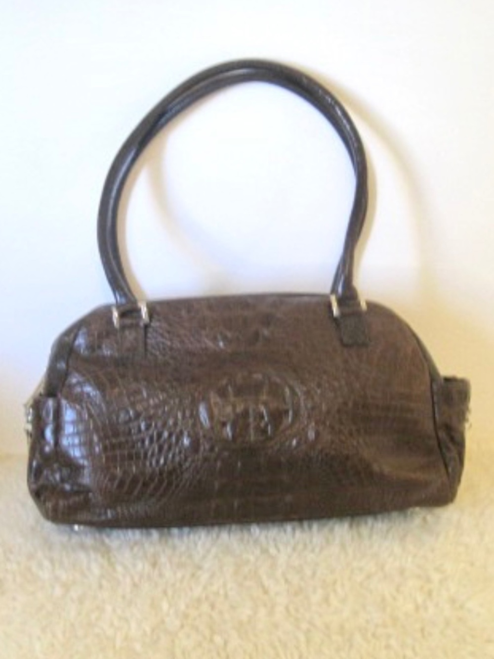 Y2K Joanel Croc Embossed Leather Shoulder Bag